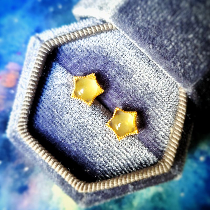 Little Star Yellow Opal 18K Yellow Gold Plated Silver Earrings - Earrings & Clip-ons - Semi-Precious Stones Yellow