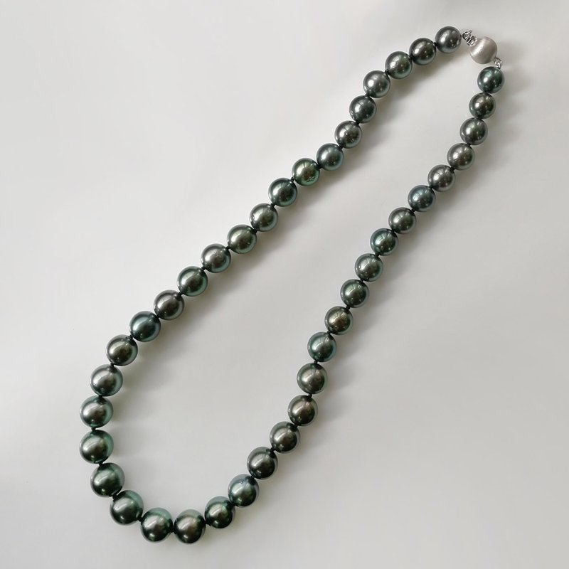 Tahitian Pearl- 9.1-10.8mm大溪地黑珍珠18K/750白金頸鏈【換季 - 項鍊 - 珍珠 黑色