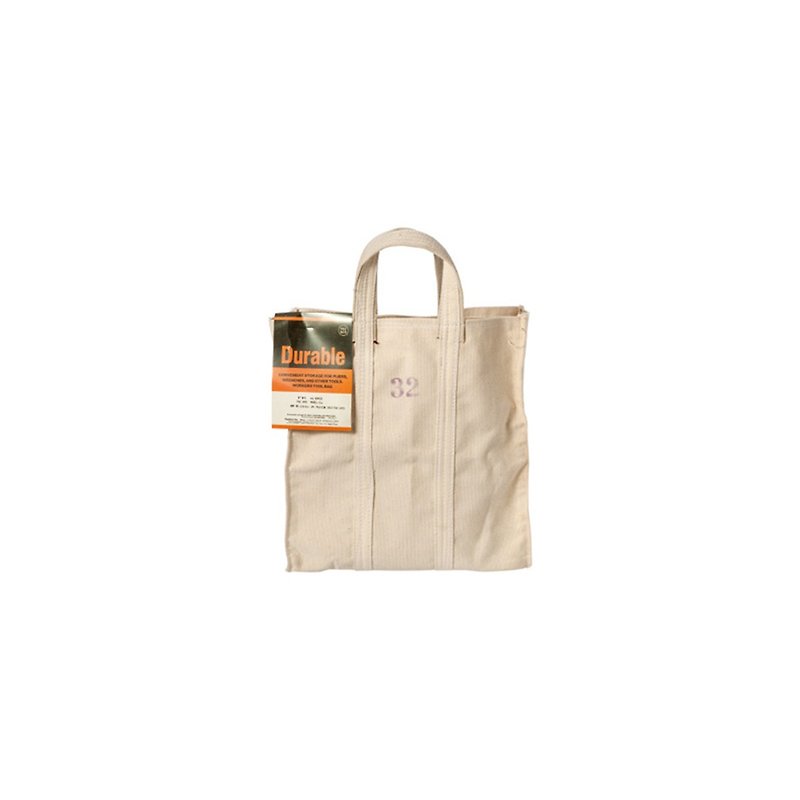 LABOUR TOTE BAG Small Off White Pure cotton industrial wind green shopping bag S white - กระเป๋าถือ - ผ้าฝ้าย/ผ้าลินิน ขาว