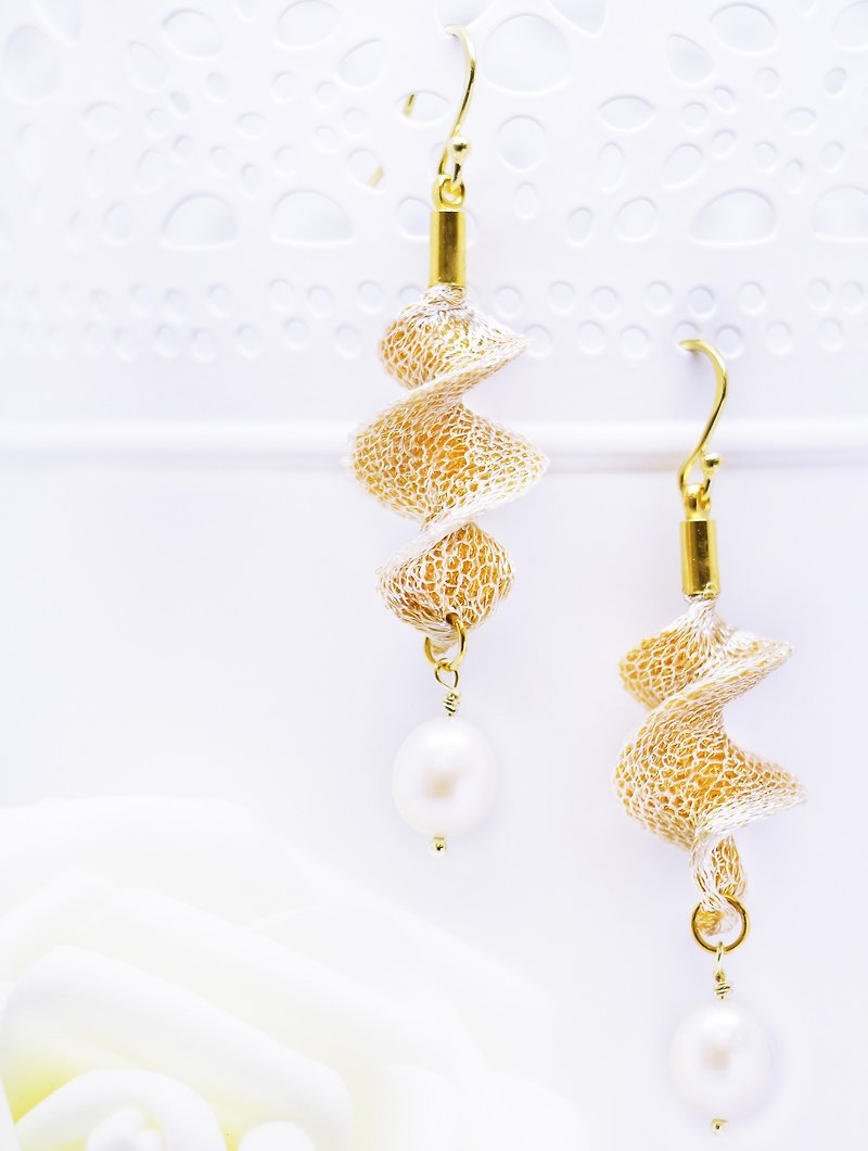 Edith & Jaz • Freshwater Pearl Twist Earrings – Gold Color - Earrings & Clip-ons - Other Metals Gold
