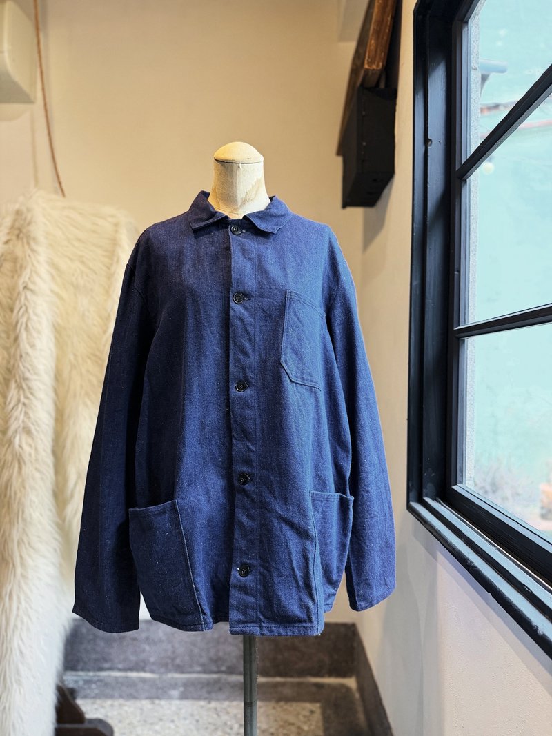 原藍色歐洲口袋牛仔外套 素面經典丹寧外套 Europe denim jacket - 男夾克/外套 - 棉．麻 藍色