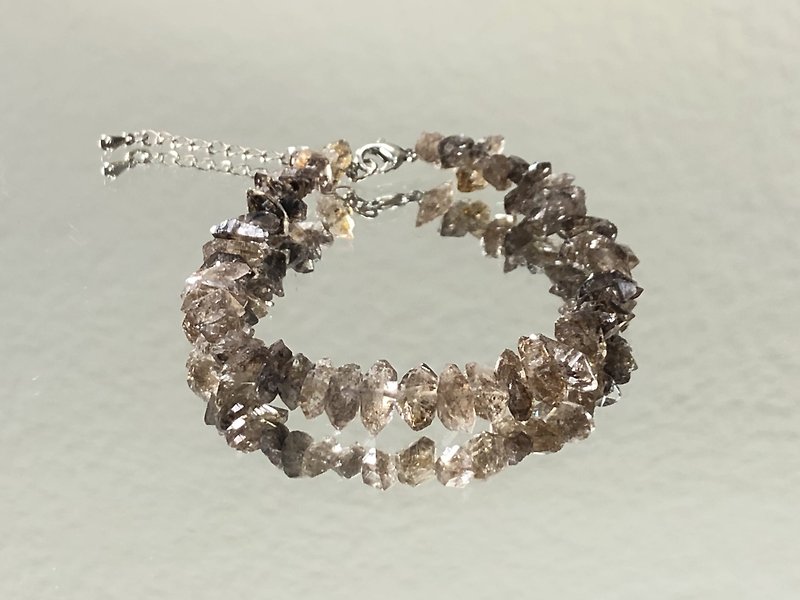 Fast shipping natural ~ American Herkimon crystal oil drop shining diamond bracelet, oil gall shining diamond - Bracelets - Crystal Brown