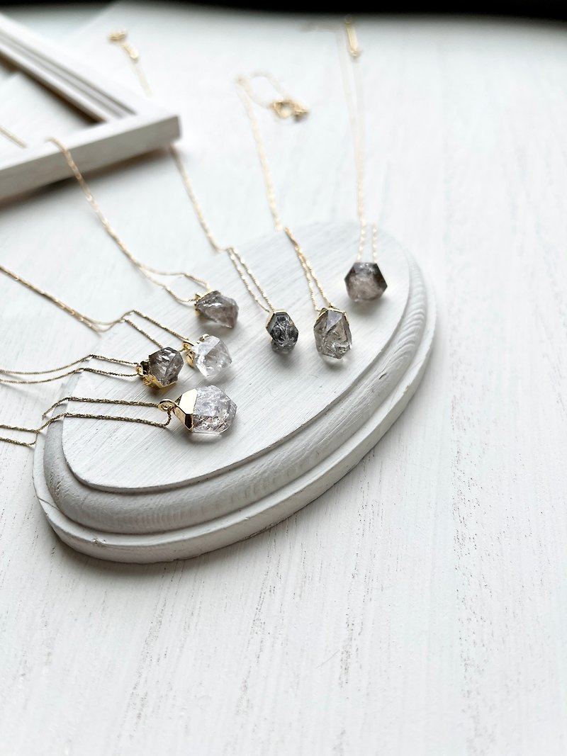 Herkimer Diamond Quartz   Long necklace - ネックレス - 半貴石 透明