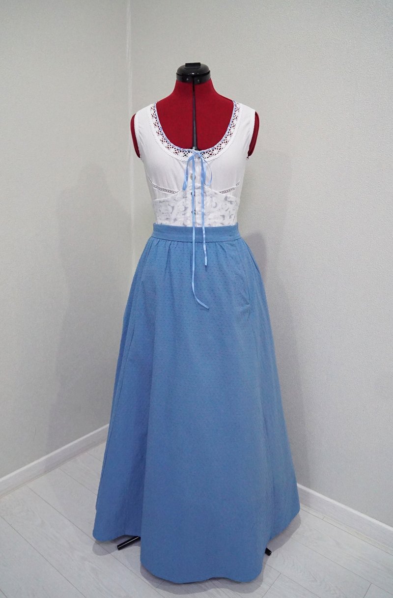 Dolores Abernathy costume - Westworld cosplay - Made to order - ชุดราตรี - ผ้าฝ้าย/ผ้าลินิน สีน้ำเงิน