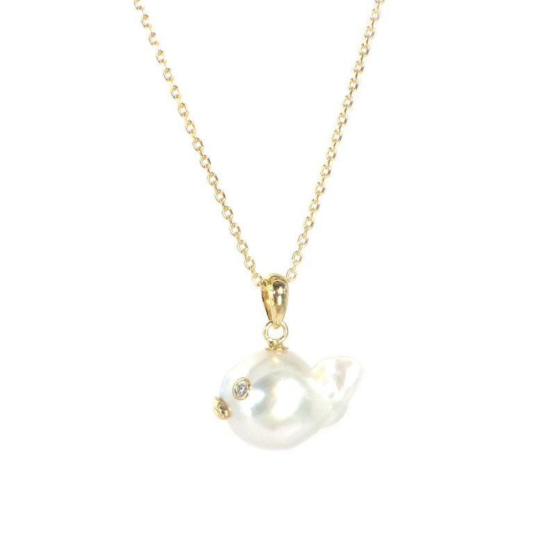 South Sea Pearl Pendant Fish K18YG KR60626 - สร้อยคอ - ไข่มุก 