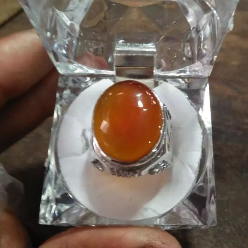 Natural Brown Yemeni Aqeeq Haqeeq Akik Agate Surkh Aqeeq Lal Aqeeq Yamani Aqeeq - 戒指 - 寶石 咖啡色