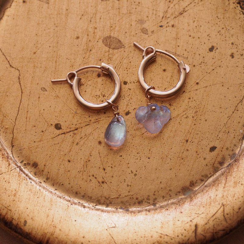 14K GF Labradorite Gold-Filled hook earrings - ต่างหู - เครื่องประดับพลอย สีเงิน