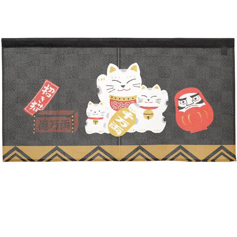 日本製コスモ短門簾招財貓達摩 - 門簾/門牌 - 其他人造纖維 
