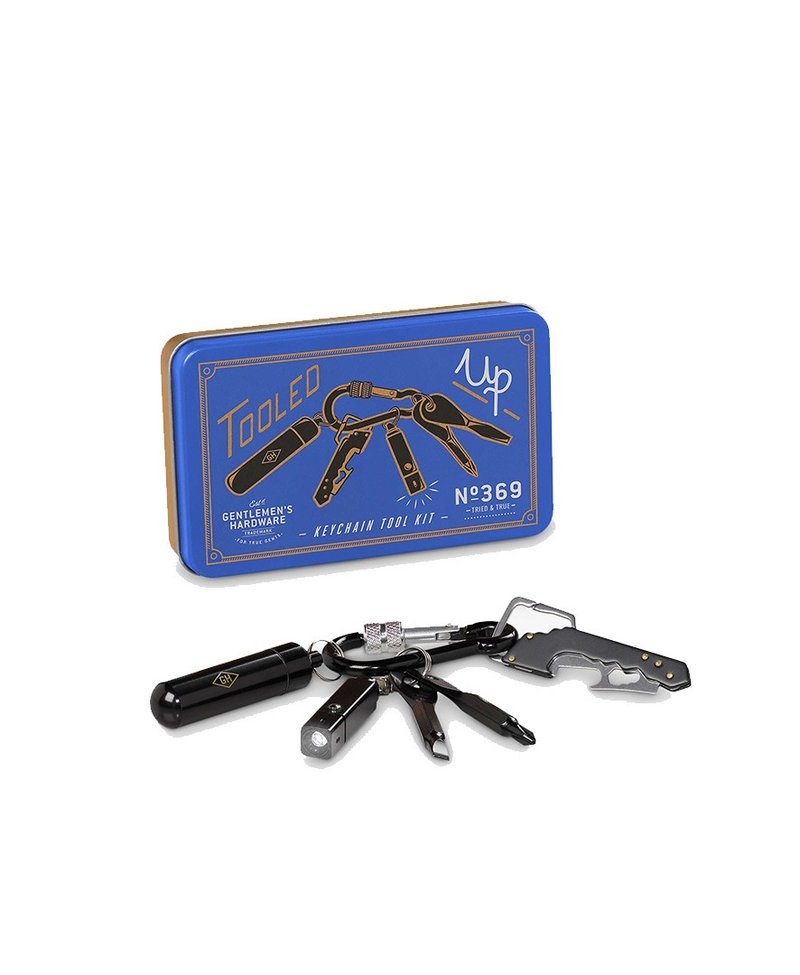 British Gentleman 7-in-1 top stainless steel multifunctional portable key ring tool set - อื่นๆ - โลหะ สีน้ำเงิน