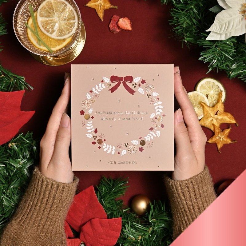 【交換禮物推薦】聖誕十入綜合茶禮-台灣果乾水 (附禮袋與小卡) - 茶葉/茶包/水果茶 - 新鮮食材 卡其色