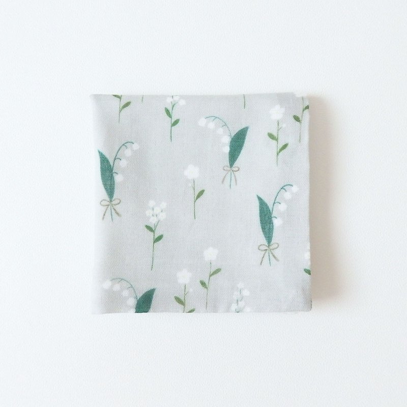 Lily of the valley gauze handkerchief - ผ้าเช็ดหน้า - ผ้าฝ้าย/ผ้าลินิน สีเทา