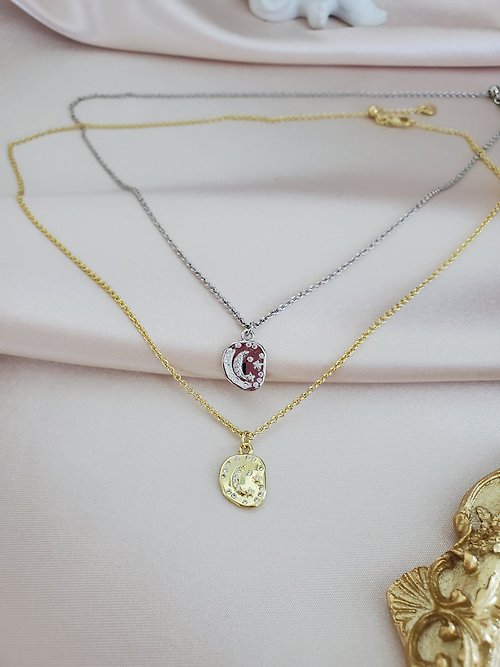 K Jewelry by Katerina 黃銅項鍊 鍍14K金 星星月亮項鍊 ~ 氣質 ~ 吊墜 ~ 水鑽 ~ 可調節