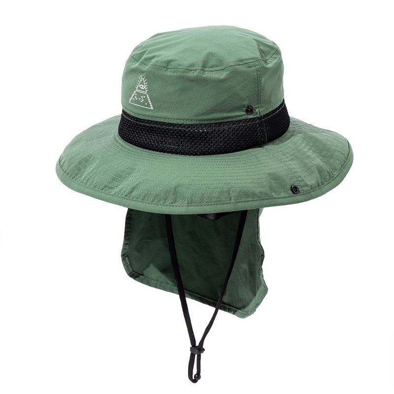 日本限定 POLER LONG BRIM HAT 可調式束繩漁夫帽 遮陽戰術帽 綠 - 帽子 - 其他材質 綠色