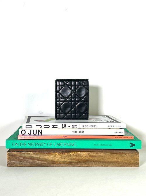 RARE TO GO VINTAGE 日出中古研究所 | 中古名牌選品店 Dior經典車花格紋黑色卡片套小包古董錢包短夾 日出中古二手