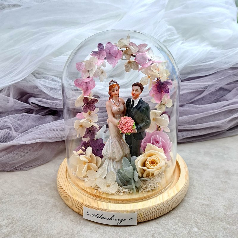 Immortal flower glass cover wedding gift wedding decoration furnishings eternal rose Valentine's Day gift PF037 - ช่อดอกไม้แห้ง - พืช/ดอกไม้ สึชมพู