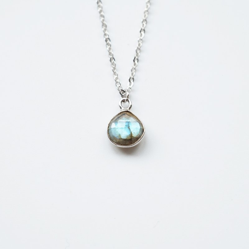 Laborite Teardrop Necklace - 925 Sterling Silver - Necklaces - Gemstone Silver