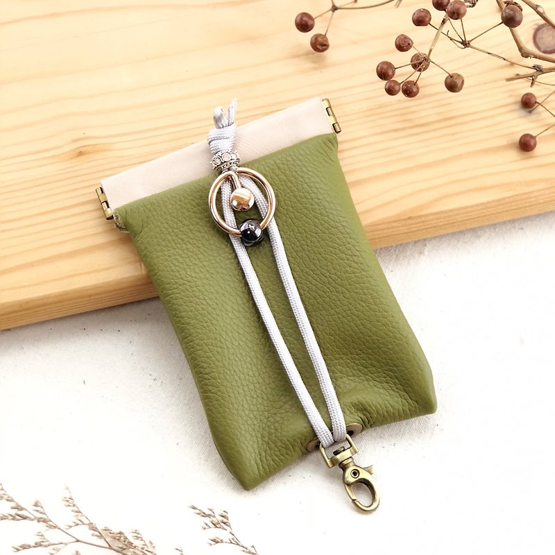 Spliced ​​free shrapnel key case - key / key bag / storage / key case - Keychains - Genuine Leather Green