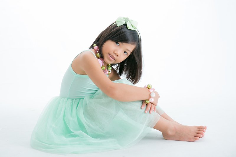 素面細肩連身紗裙洋裝Dress Tu Tu Mint - 童裝禮服 - 聚酯纖維 綠色