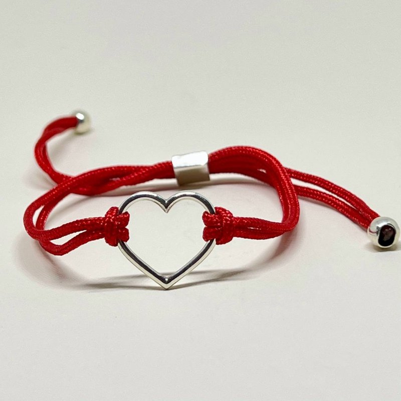 bracelet on a wrist wristband silver 925 heart summer bracelet  nylon thread - Bracelets - Other Metals 