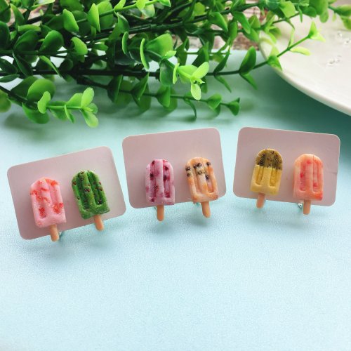 火火東手作館 迷你夏日清新軟陶冰棒925銀耳釘Miniature Popsicle Earrings