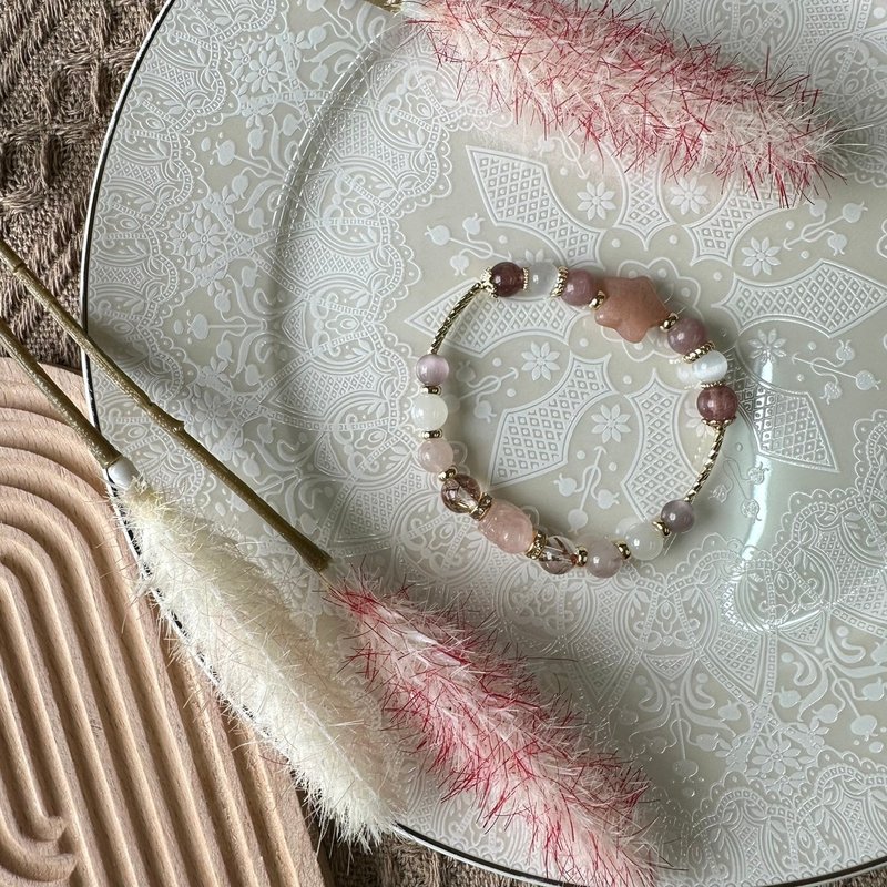 可愛星星粉摩根貔貅彈性手鍊 - 手鍊/手環 - 水晶 