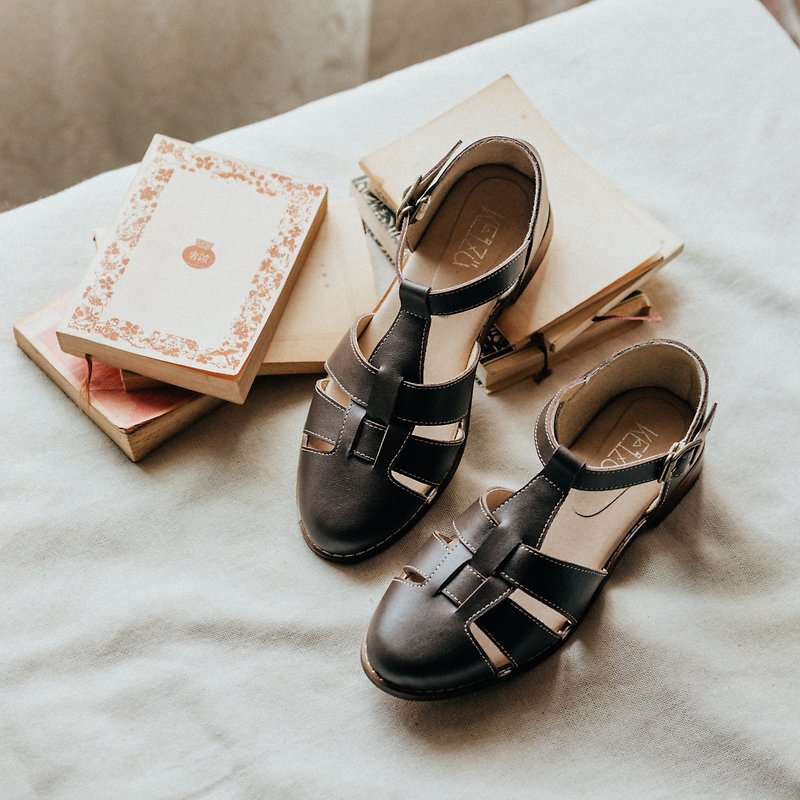 牛皮手製編織涼鞋 | 咖啡 | 台灣手工鞋MIT - 涼鞋 - 真皮 咖啡色