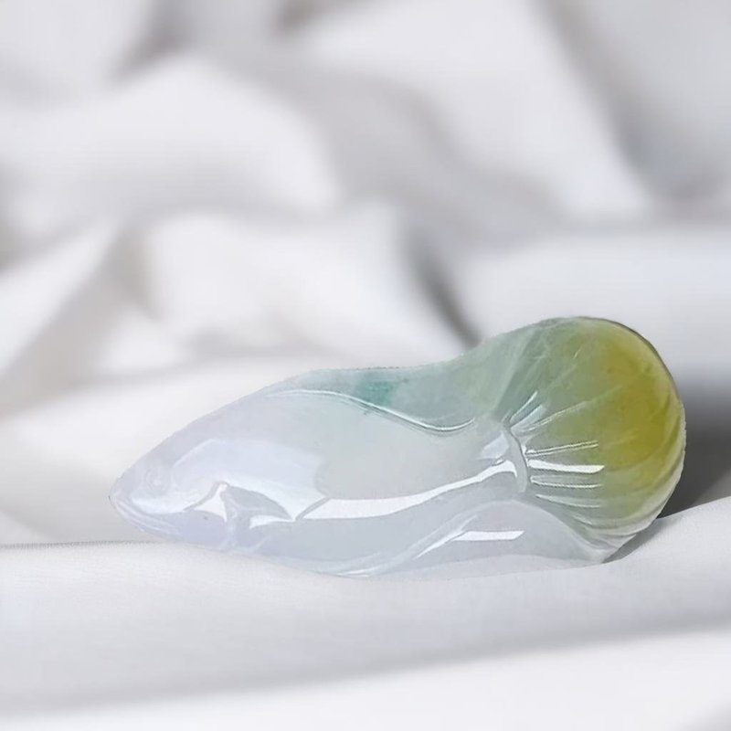 Ice three-color jade has fish every year | Natural Burmese jade jade A goods | Gifts - อื่นๆ - หยก หลากหลายสี
