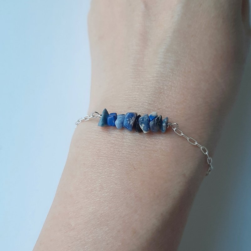 Lapis Lazuli bracelet, Silver bracelet, Blue Stone, Handmade bracelet - Bracelets - Stone Blue