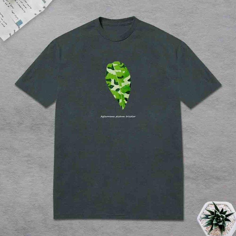 植物 迷彩粗肋草 觀葉植物 T恤 - 男 T 恤 - 棉．麻 多色