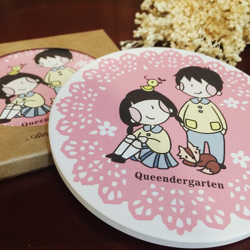 I ♥ you it / ceramic absorbent coasters - ที่รองแก้ว - ดินเผา สึชมพู