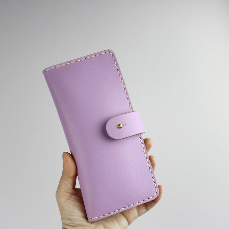 Zemoneni unisex leather purse Wallet in Light Purple color - Wallets - Genuine Leather Purple