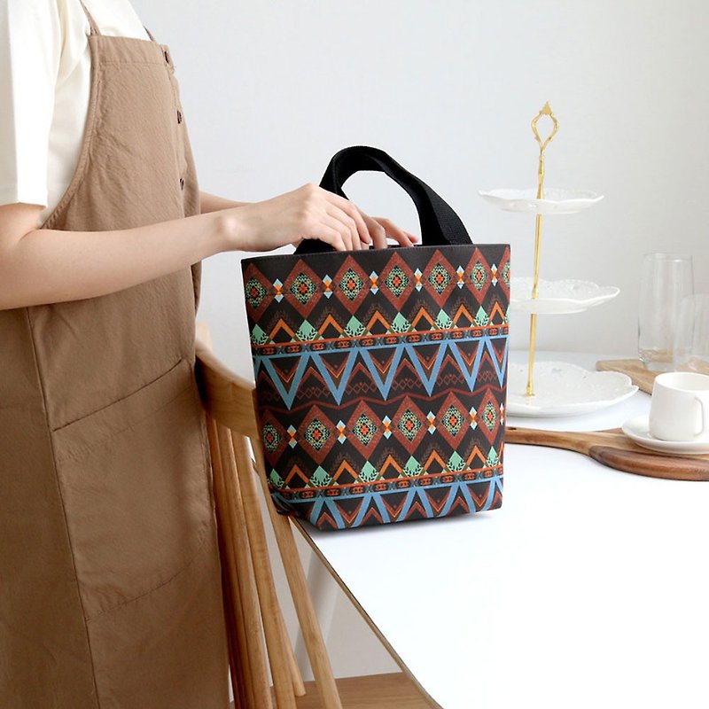 canvas bag  tote bag  | Indian Black | 28cm x 25.5cm - Handbags & Totes - Other Materials White