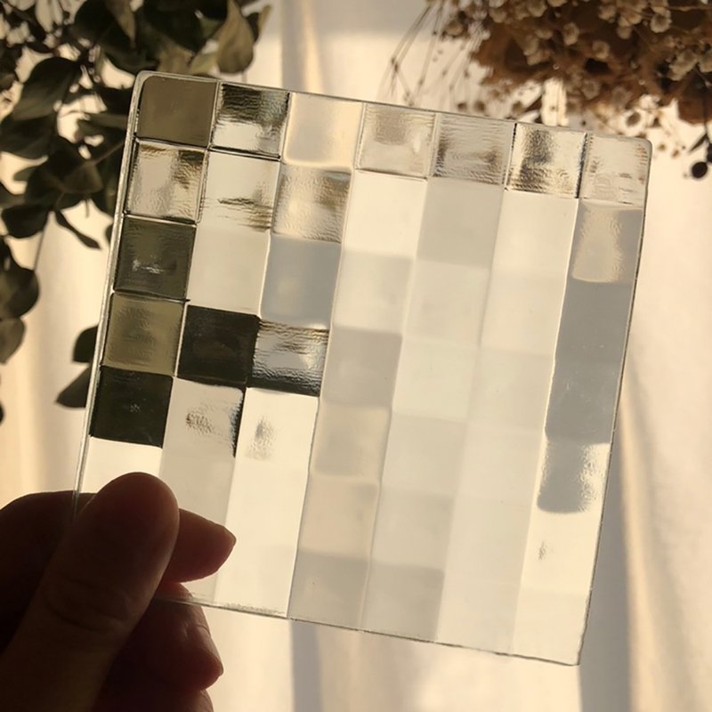 【紙鎮】8cm 方形 / 方格壓花玻璃 - 其他 - 玻璃 