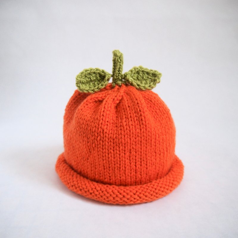 四季桔帽 手織 - 帽子 - 壓克力 橘色