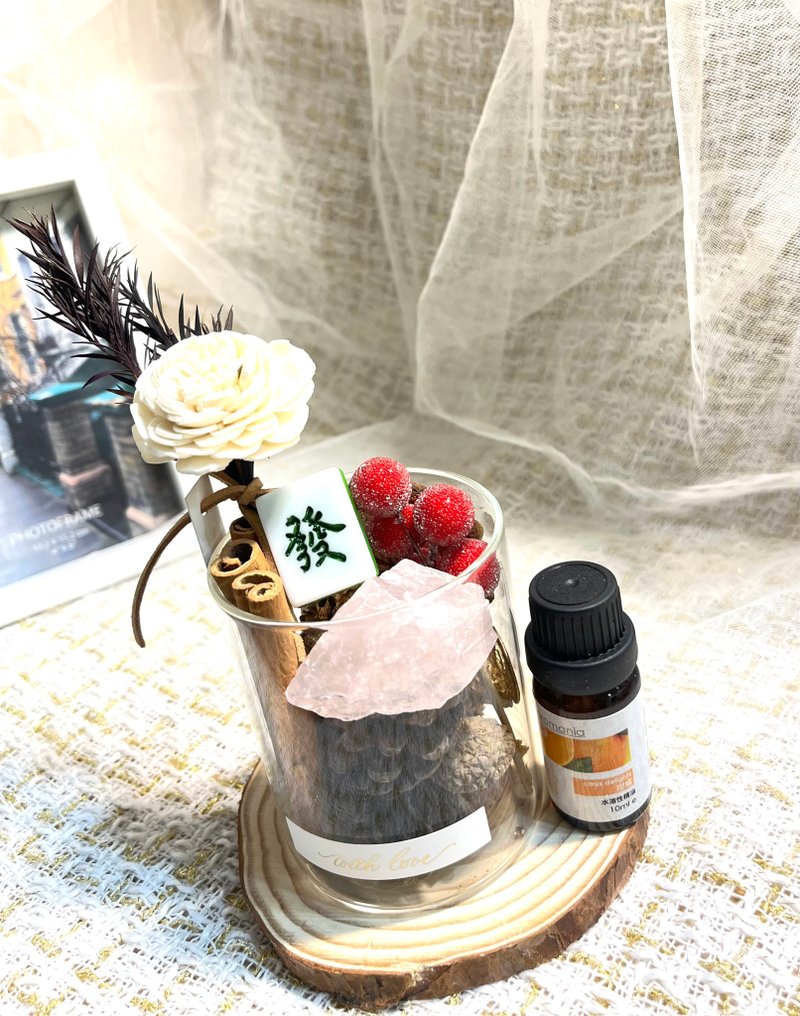 肉桂招財&好人緣天然水晶原石  擺件&擴香精油組合 - 香氛/精油/擴香 - 植物．花 