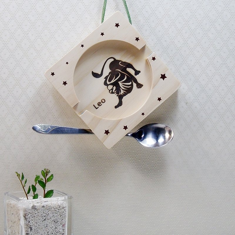 獅子座 星空 生日禮物 實木 手機座杯墊 創意 裝飾 免費刻印 名字 - 裝飾/擺設  - 木頭 咖啡色