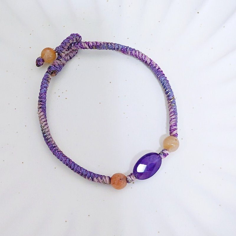 Diamond Knot Rope Bracelet Wax Thread Bracelet - Bracelets - Other Materials Purple