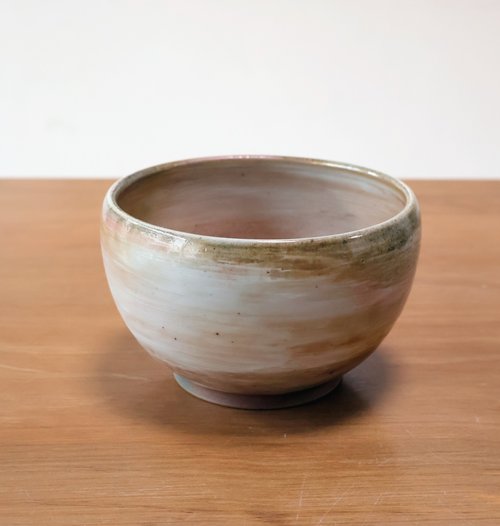 一間兩手 白金 柴燒陶手工茶碗 水方