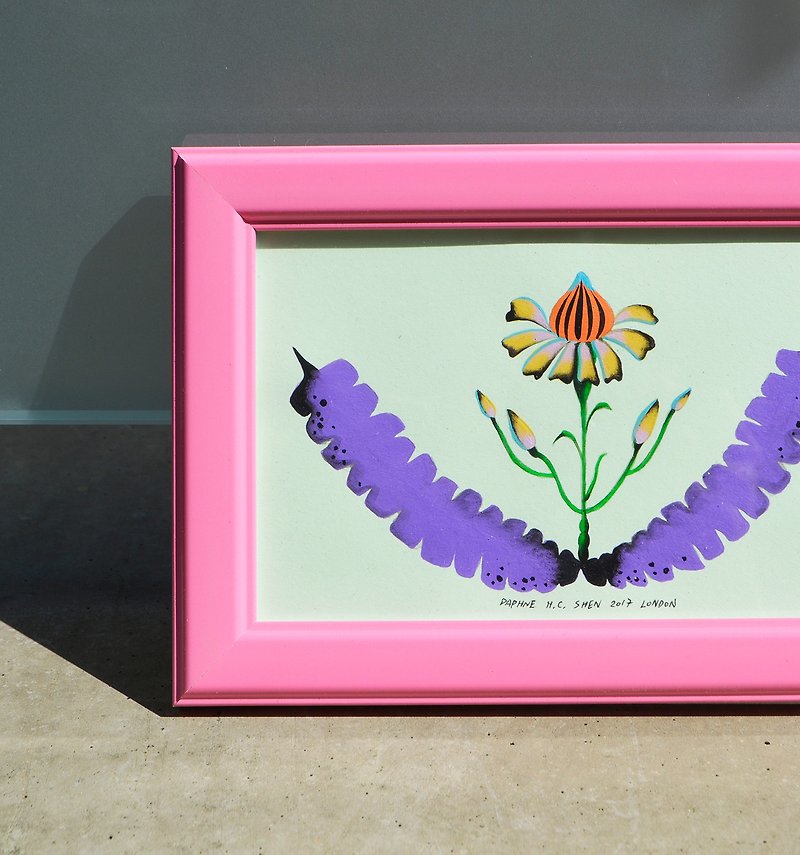 Daphne H.C. Shen 英國手繪  可愛花朵 植物 植栽 設計 裱框復古小插畫 情人節/生日禮物首選 - 似顏繪/人像畫 - 壓克力 綠色