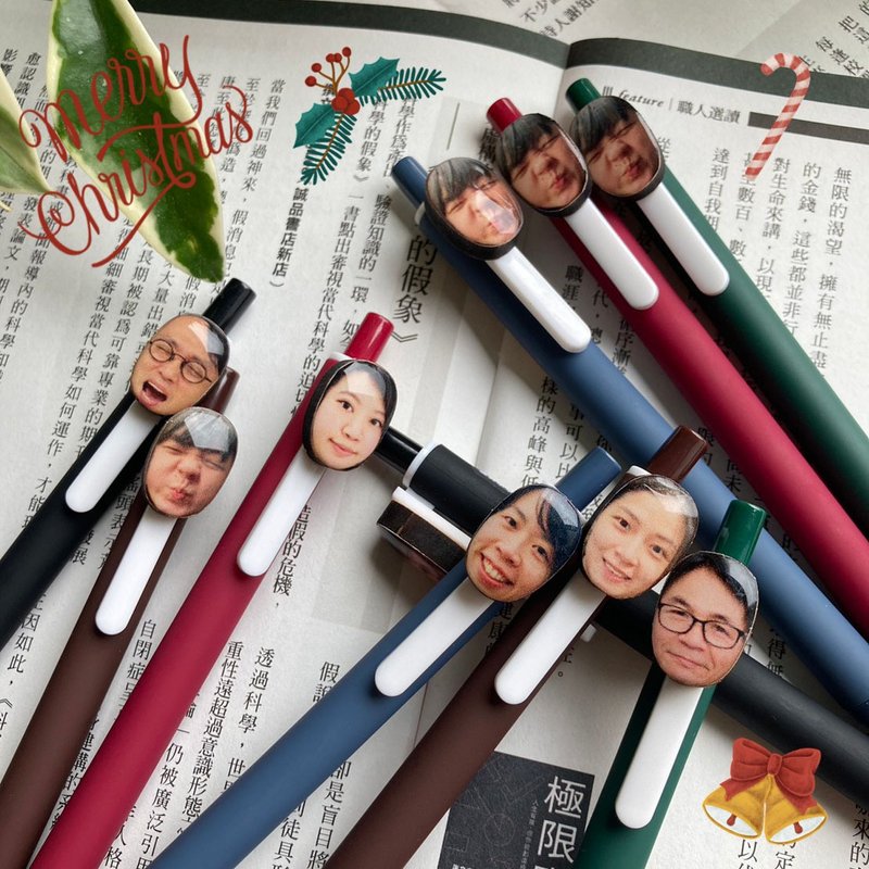 [Customized Gift] Funny and Fun Big Face Gel Pens in 5 Colors/All Black/All Blue - Ballpoint & Gel Pens - Other Materials Multicolor