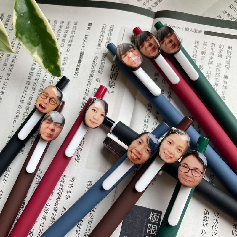 【客製化禮物】搞笑趣味 大大臉 中性筆 5色/全黑/全藍 - 原子筆/中性筆 - 其他材質 多色