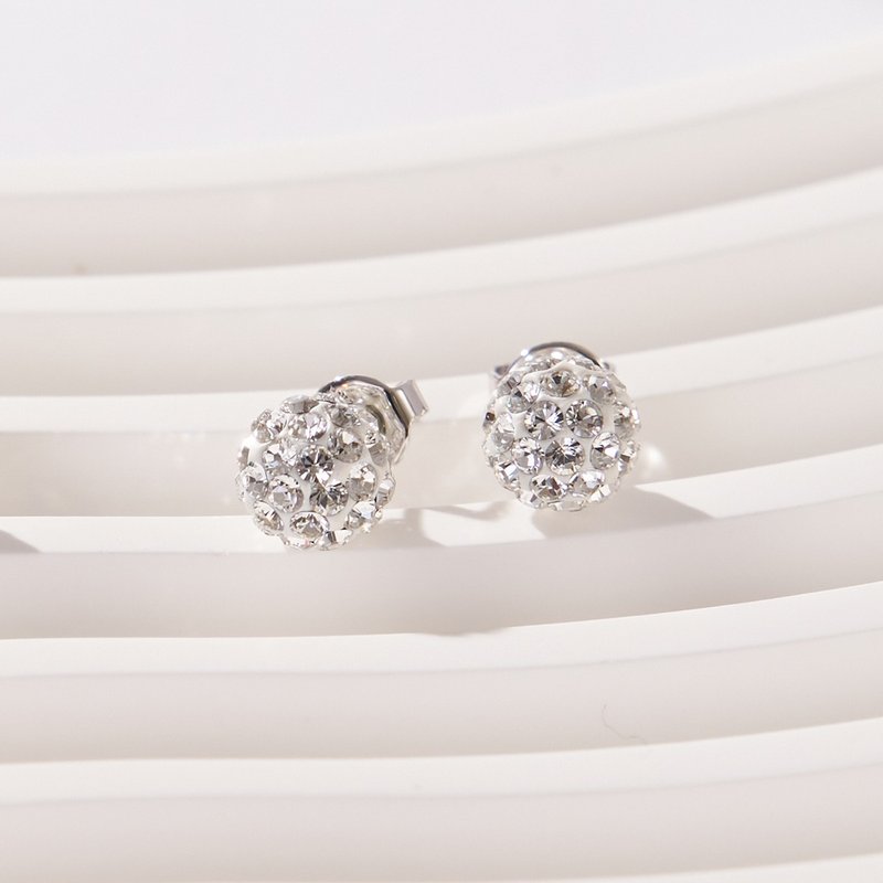 Crystal Ball Micro Luxury Crystal Diamond Earrings (Brilliant) L/M - ต่างหู - คริสตัล 