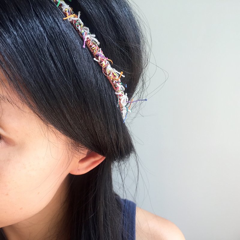 Super slim crochet headband  |  ethnic style  |  earth tone-light brown - Hair Accessories - Cotton & Hemp Khaki