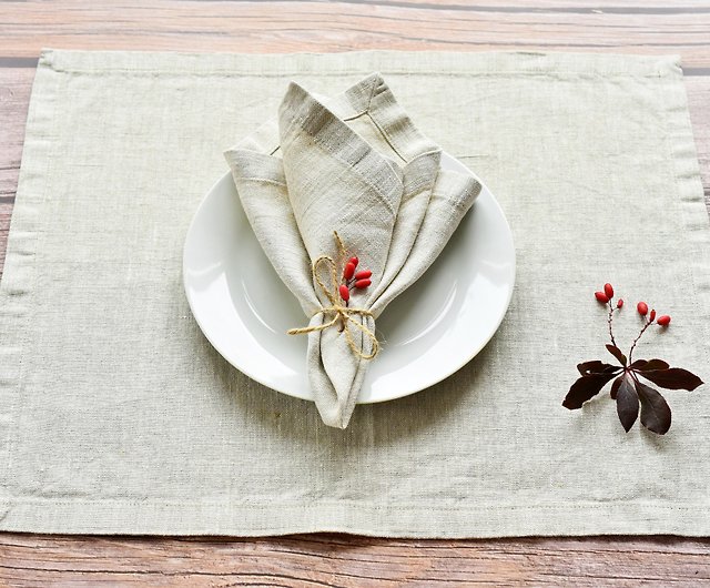 Linen placemats and napkins set, Placemats dining table, Napkins