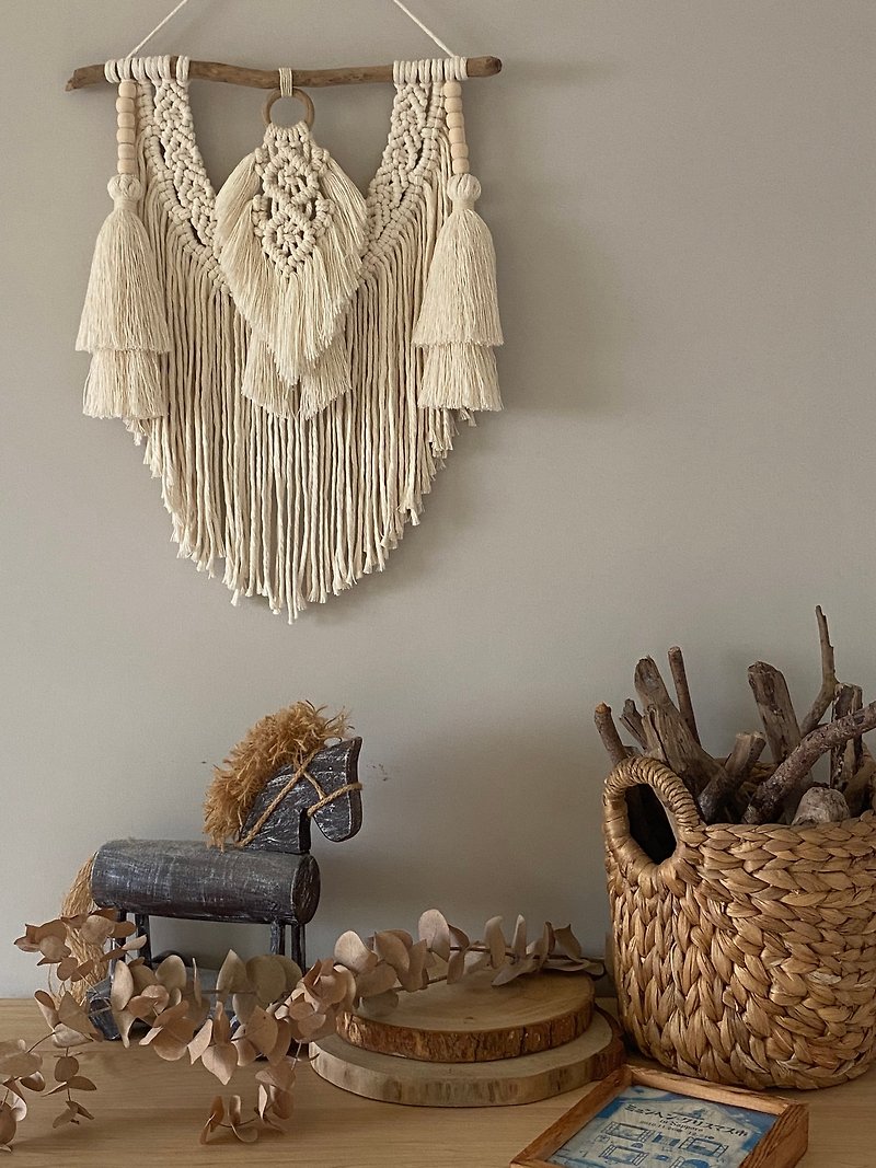 Bohemian Hand Woven Wall Hanging - Posters - Cotton & Hemp White