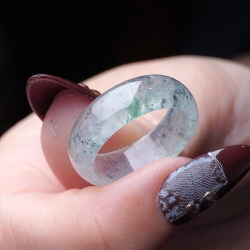瓔珞珠寶盒 E.L.Jewelry Box 玻璃種飄花翡翠戒指戒圈 | 國際16圍 | 天然緬甸玉翡翠A貨 | 送禮