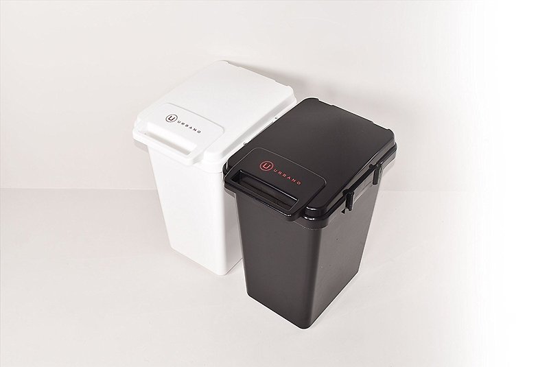 Japan URBANO Nordic Style Linked Large Capacity Trash Can 45L-Black and White Optional - Trash Cans - Plastic Black