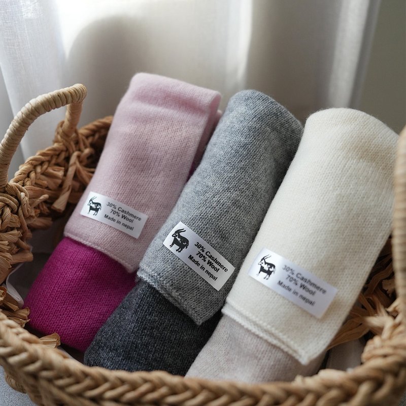 2026新款_70%Wool+30%Cashmere_雙色羊毛脖圍 - 頸巾/披肩 - 羊毛 卡其色