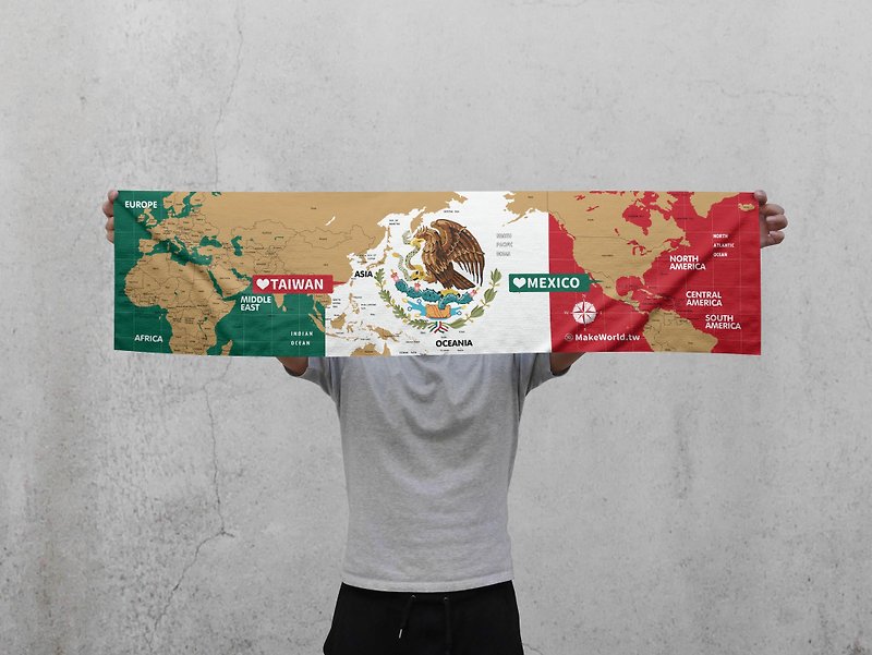 世界地図製造スポーツタオルを作る（メキシコ） - タオル・バスタオル - ポリエステル 
