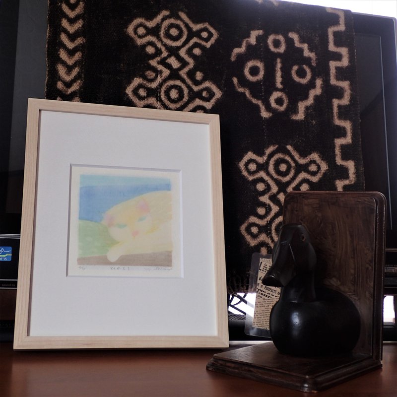 Aqueous woodblock print [My pace 1] Sheet only Yellow Awa Japanese paper - Posters - Paper Yellow